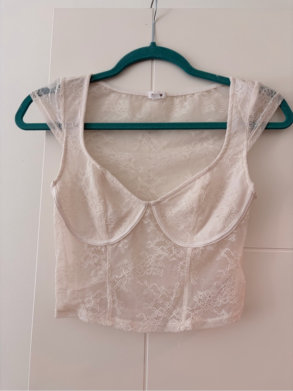 Garage Cream Lace Underwire Crop Top